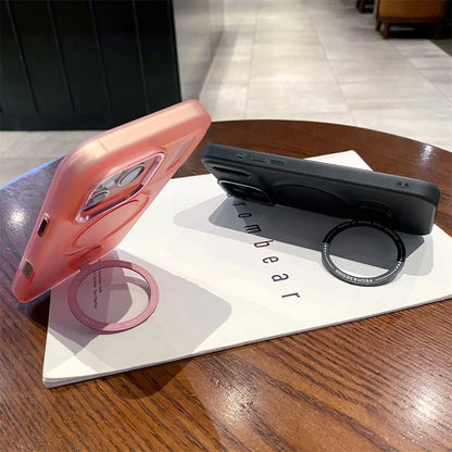 マグネット内蔵 多機能スタンドリング付き 半透明 マットカラー iPhoneケース 全4色 スタイリッシュ・モダン・カジュアル #261135