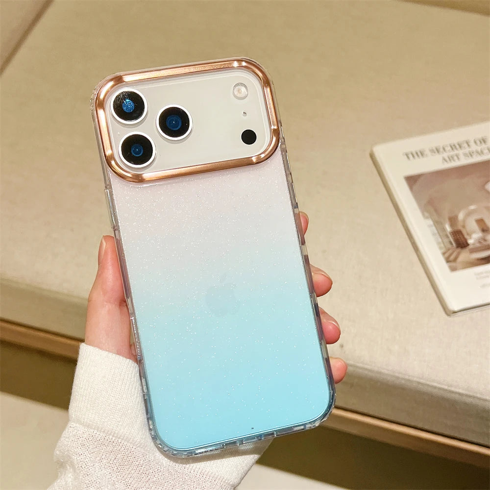 【グラデーションシリーズ】ラメ入りクリアフレーム スマホケース｜iPhone対応 #251127
