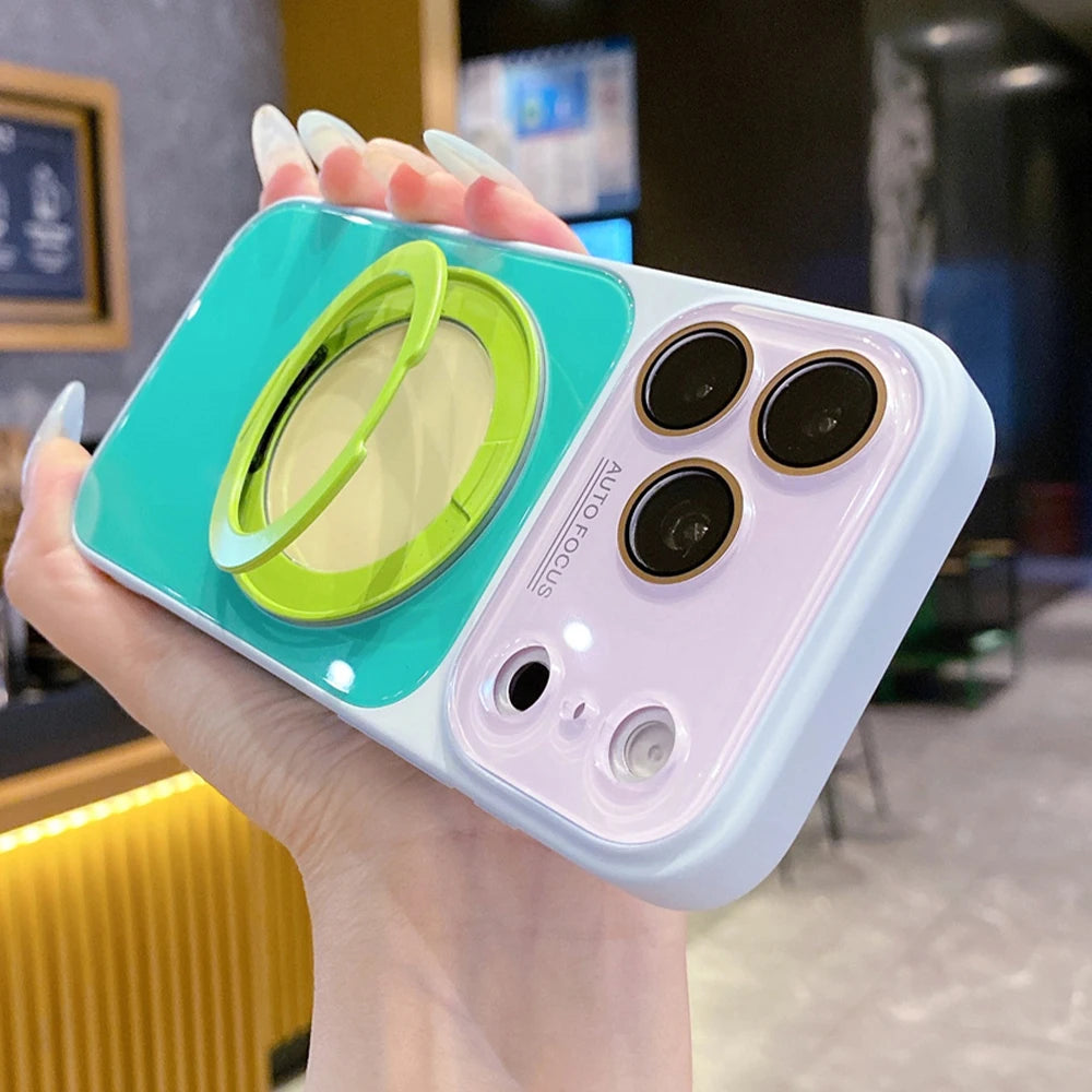 バイカラー リングスタンド付き Magnet内蔵 iPhoneケース｜韓国っぽ・ビビッドカラー #261248