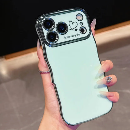 【ハートシリーズ】ゴールド ウェーブフレーム＆ハートデザイン 高級感 スマホケース｜iPhone対応 #251107