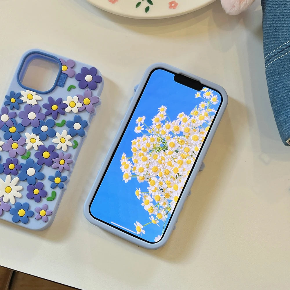 【フラワーシリーズ】立体カラフルデイジー ポップデザイン スマホケース｜iPhone対応 #250915