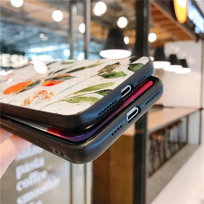 【ボタニカルアート】水彩フルーツ＆リーフ柄 スマホケース｜iPhone対応 #250619