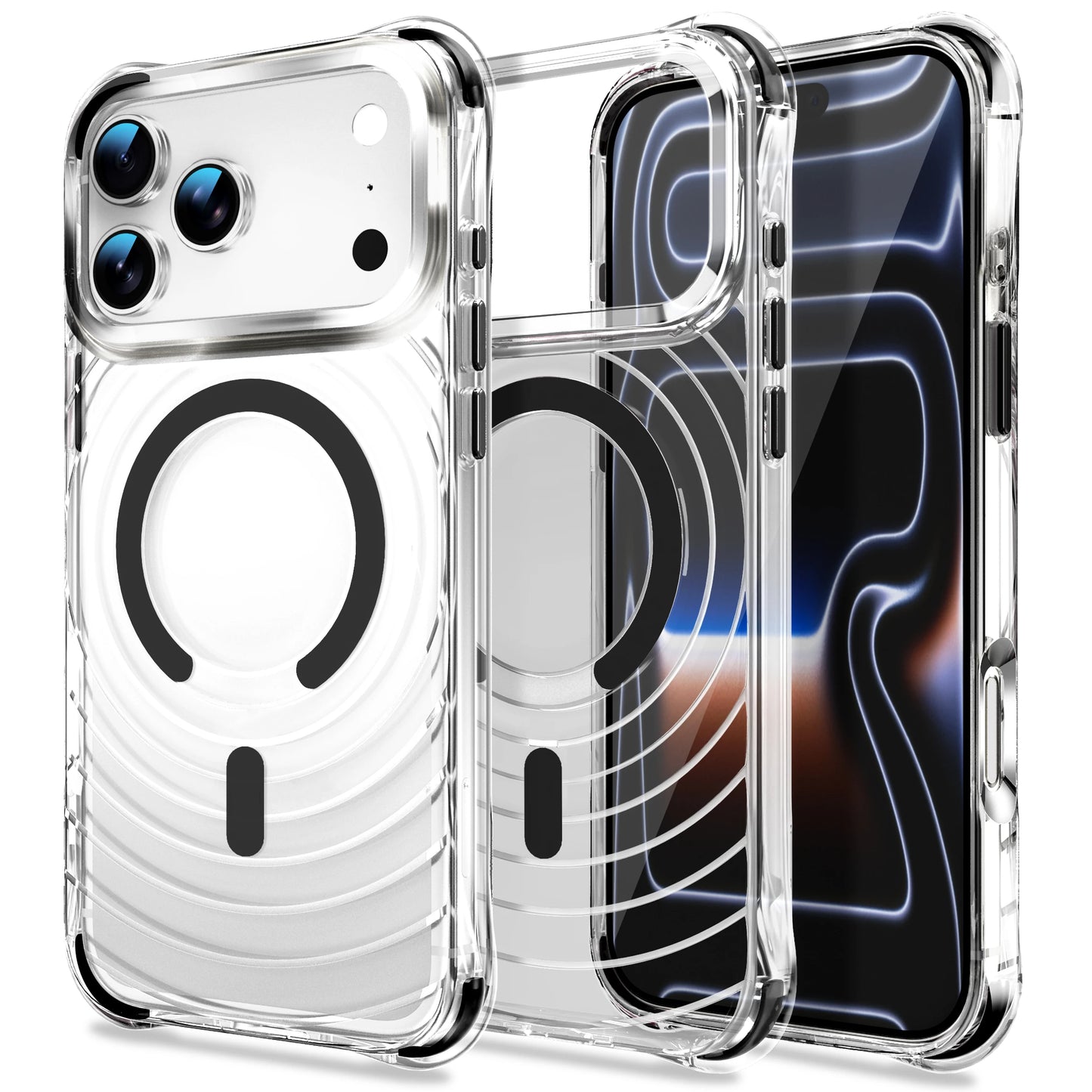 ウォーターリップル バンパー Magnet内蔵 クリアケース iPhoneケース｜耐衝撃・透明感シンプル #260042