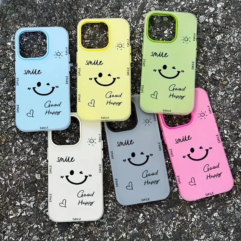 【ニコちゃんシリーズ】スマイル フェイス iPhoneケース｜シンプルマットカラー #260225