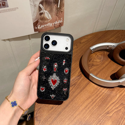 ゴシックハート iPhoneケース｜ヴィンテージ風 レッドパーツ デザイン #230710