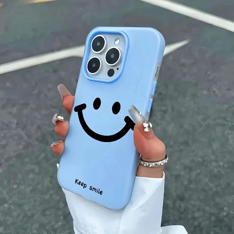 【ニコちゃんシリーズ】スマイル フェイス デザイン iPhoneケース｜カラフル・マット仕上げ #260224