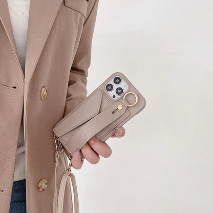 【ストラップ付き×カード収納】ウォレット レザー風 スマホケース｜iPhone対応 #250515