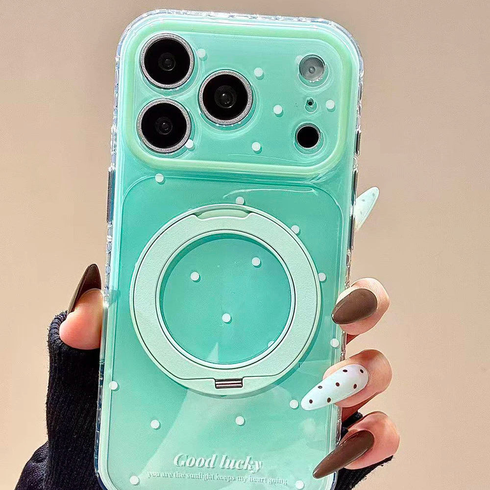 パステルグラデ 水玉 ドット 折りたたみリング付き｜ iPhoneケース #231231