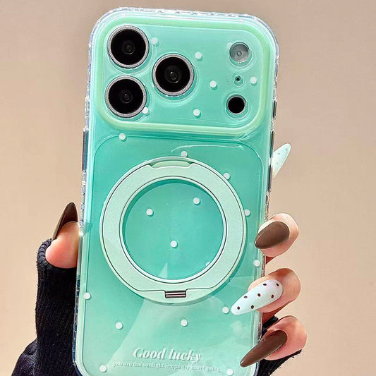 パステルグラデ 水玉 ドット 折りたたみリング付き｜ iPhoneケース #231231