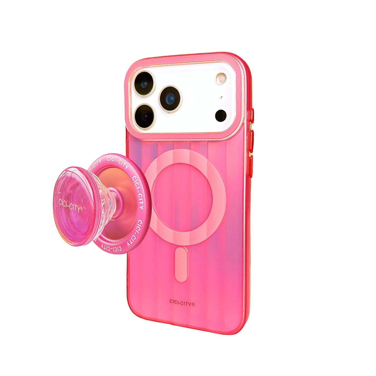 【Magsafe対応】クリアネオンカラー  透明グラデ ストライプ  スマホケース｜iPhone対応 #250106