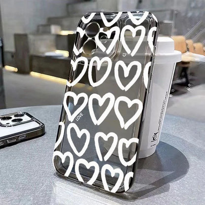 【ドット＆ハート】スモーキーモノトーンクリアケース｜iPhone対応 #250709