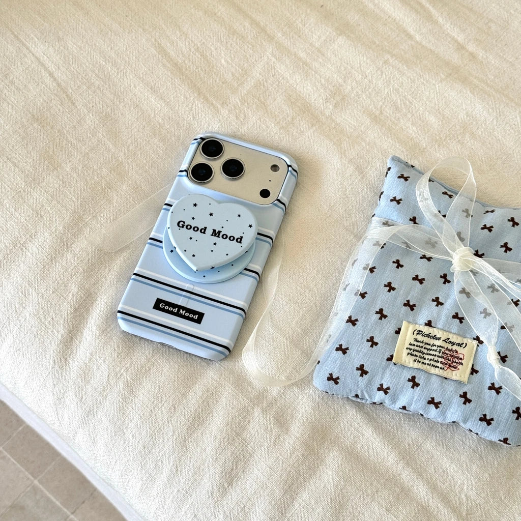 ハートグリップ Magnet内蔵 ボーダー iPhoneケース #240504