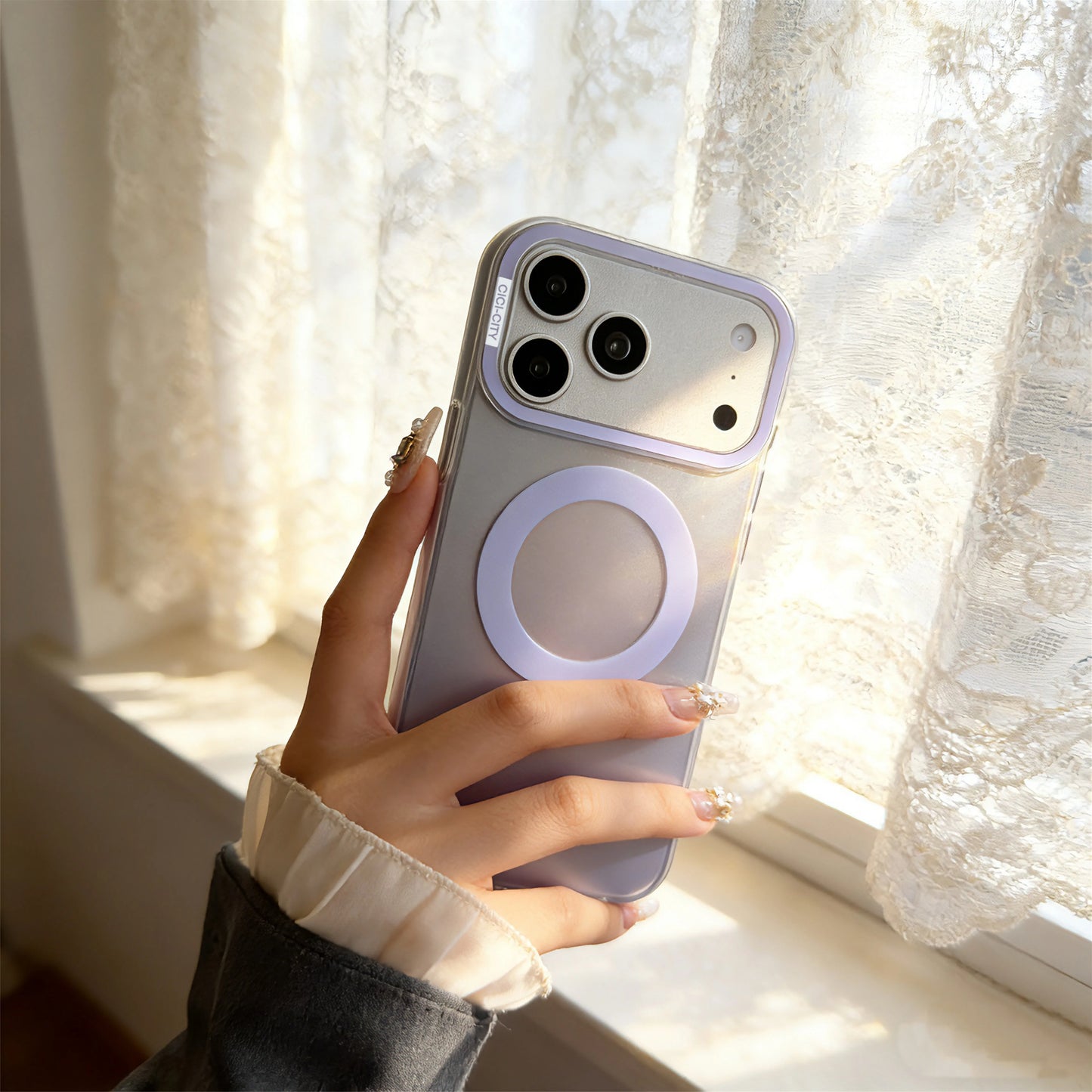 パステルグラデーション コントラストフレーム Magnet内蔵 iPhoneケース｜淡色・上品シンプル #260038