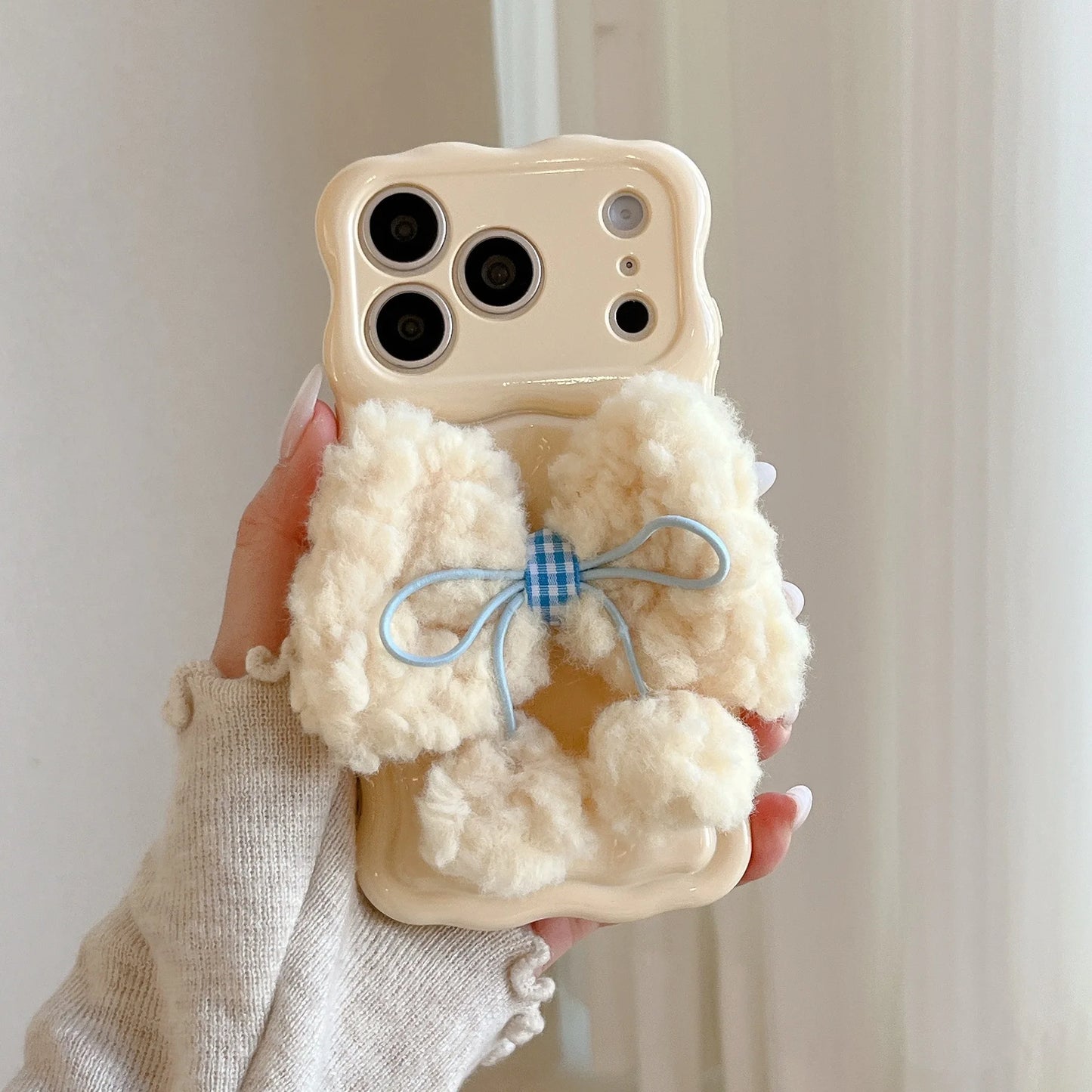 もこもこリボン パステルカラー iPhoneケース #240505