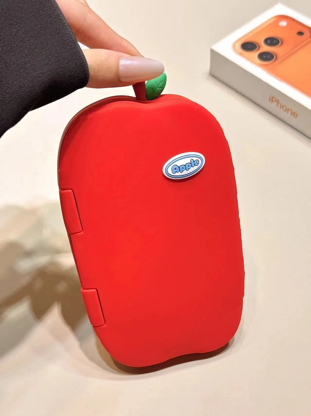 【アップルミラー】りんご型 ミラー付き 立体デザインスマホケース｜iPhone対応 #240612