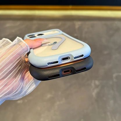 【猫耳シリーズ】Magnet内蔵 しっぽデザイン カラーフレーム iPhoneケース #240215