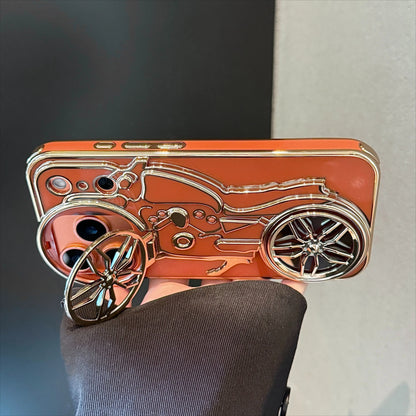 くるくる回る タイヤ 自転車 メタルバイク iPhoneケース｜立体ラインデザイン #240508