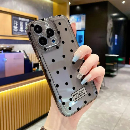 【ドット＆ハート】スモーキーモノトーンクリアケース｜iPhone対応 #250709