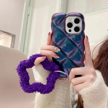 【もこもこスターストラップ】立体ダイヤ風 キラキラ光沢 スマホケース｜iPhone対応 #250926