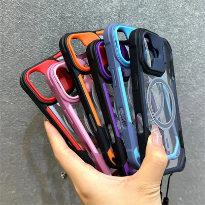 カメラカバー付き Magnet内蔵 iPhoneケース｜ストラップ付き レンズ保護 #240104