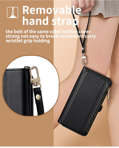 【ブックスタイル】シンプル レザー調  手帳タイプ iPhoneケース ストラップ付き #240124