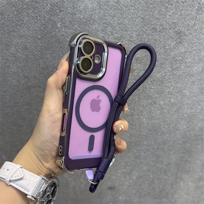 【Magnet内蔵】メタリックフレーム クリアカラー × ストラップ付き スマホケース｜iPhone対応 #250228