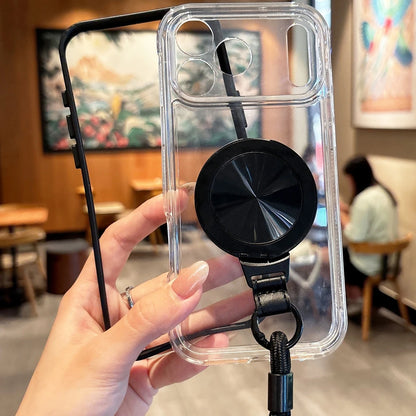 360度回転 リングスタンド クリア iPhoneケース｜ ストラップ付き ・落下防止 #231215