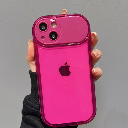 【クリアカラフルシリーズ】半透明シリコン レンズカバー付き ポップカラー スマホケース｜iPhone対応 #251020