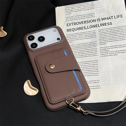 【カードポケットストラップ】多機能 PUレザー調 スマホケース｜iPhone対応 #250317