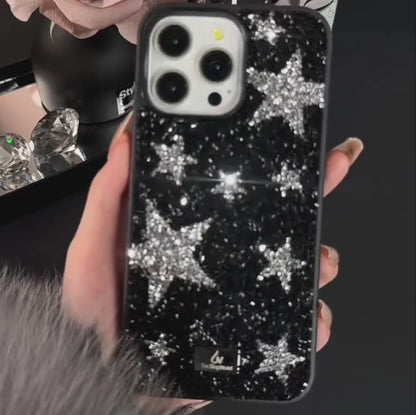 【キラキラビジューシリーズ】オールラインストーン スターモチーフ 星柄 グリッター デコ スマホケース｜iPhone対応 #260116