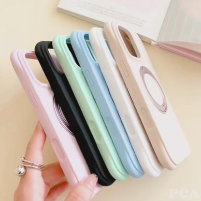 【マグネットスタンド付き】シンプルカラー シリコン スマホケース｜iPhone対応 #251221