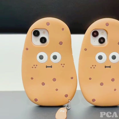 【3Dデザイン】ポテトキャラクター iPhoneケース かわいい 韓国風 ポテト型 ストラップ付き シリコン耐衝撃 ソフトケース｜iPhone対応 #251231