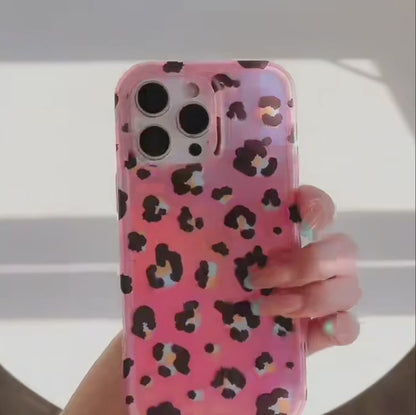 レオパードグラデーション iPhoneケース｜ヒョウ柄 オーロラカラー・トレンドデザイン #240317