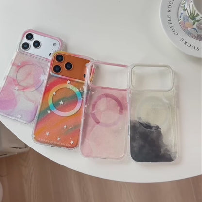 【Magnet内蔵】ドリーミーグラデーション きらめき スター クリアスマホケース｜iPhone対応 #241025