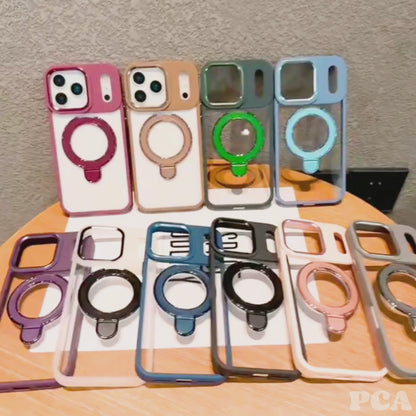 【リングスタンド】耐衝撃クリア×メタルリング付きスマホケース｜iPhone対応 #250304