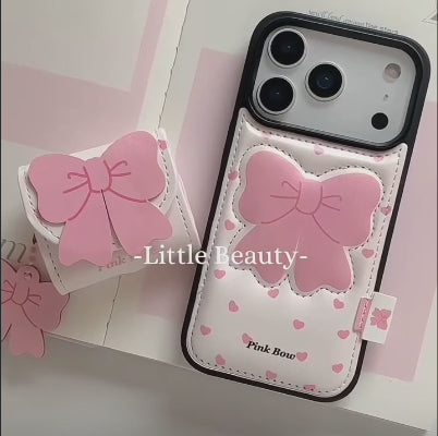 【ピンクリボン】ラブ プチハート エンボスレザー スマホケース｜iPhone対応 #250209