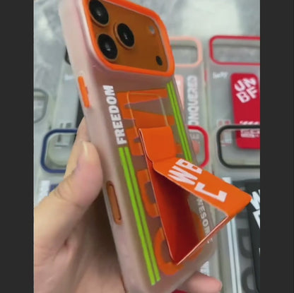 【折りたたみシリーズ】WBC カラーバー スマホケース｜耐衝撃クリア × 便利グリップ付き｜iPhone対応 #241122