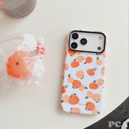 【みかん ポップソケット】フルーツ柄 ポップ オレンジ デザイン スマホケース｜iPhone対応 #250303