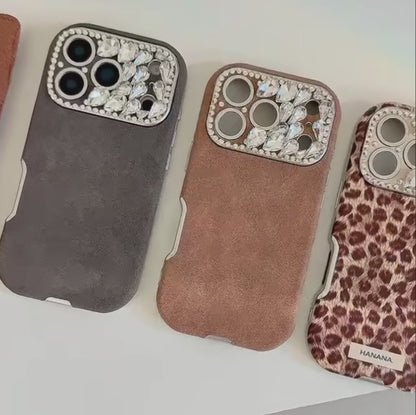 【ジュエルカメラ】レオパード スエードタッチ 大人レディスマホケース｜iPhone対応 #241024