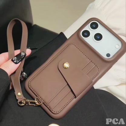 【カードポケットストラップ】多機能 PUレザー調 スマホケース｜iPhone対応 #250317