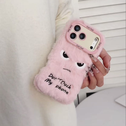 【もこもこファーシリーズ】ツリメフェイス スマホケース｜Don’t Touch My Phone fluffy case｜iPhone対応 #241212