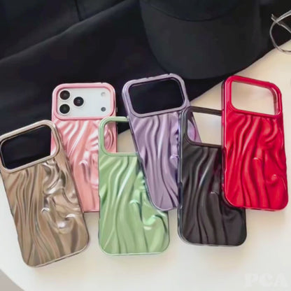 【メタリックウェーブシリーズ】光沢 3Dデザイン スマホケース｜iPhone対応 #251210