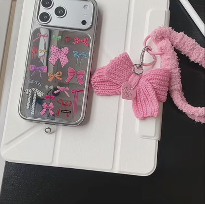 【カラフルリボンミラー】 リボンストラップ付き スマホケース｜iPhone対応 #240912