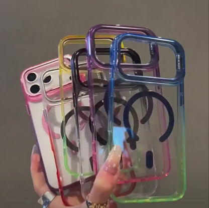 【グラデーションフレーム】 ワンタッチスタンド クリア スマホケース｜iPhone対応 #240902