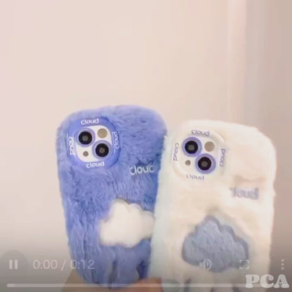 【ふわもこファーシリーズ】クラウド 雲デザイン ぬいぐるみ風 スマホケース｜iPhone対応 #250429