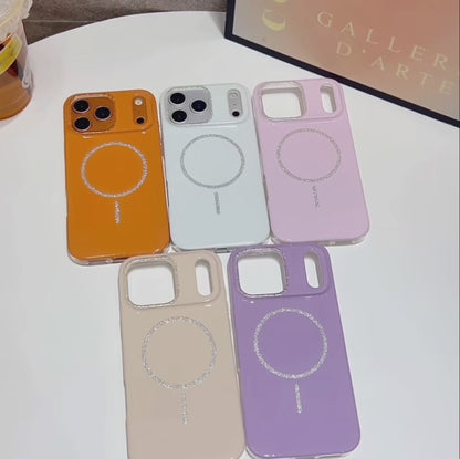 【Magnet内蔵】パステルグリッターサークル ツヤかわスマホケース｜iPhone対応 #241021