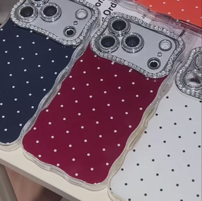 【ドットジュエルミラー】ラインストーン×水玉デザイン スマホケース｜iPhone対応 #250120