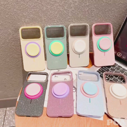 【カラーポップグリップ】キラキラ グリッター ラメ スタンド付き パステルカラー スマホケース｜iPhone対応 #250311