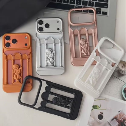 【クラシックエンジェル】天使レリーフ × アーチデザイン スマホケース｜iPhone対応 #240808