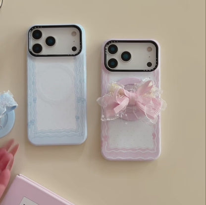 【Magnet内蔵】LACE RIBBON レース×ふわリボン スマホケース｜iPhone対応 #240928